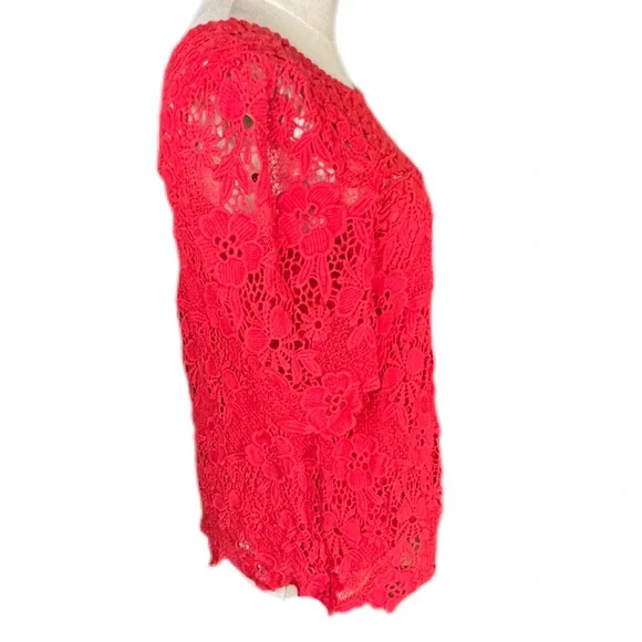 Anthropologie Vanessa Virginia Candace Lace Top Red Size 2 EUC - Picture 5 of 10